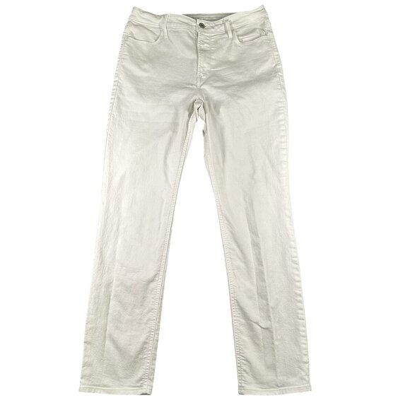 Old Navy Pants Womens 10 White High Rise Wow Straight Calla Lily Stretch Denim - Picture 1 of 13